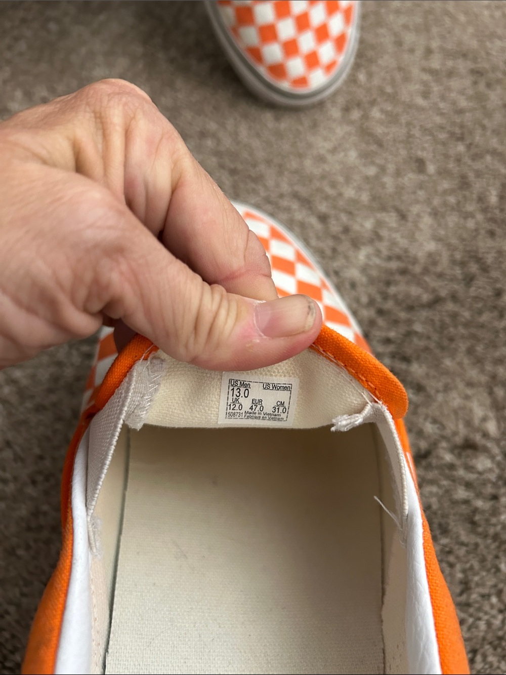 Vans Orange & White Checkerboard Slip-On Sneakers - Picture 3 of 9